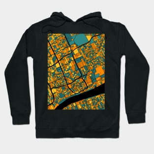 Detroit Map Pattern in Orange & Teal Hoodie